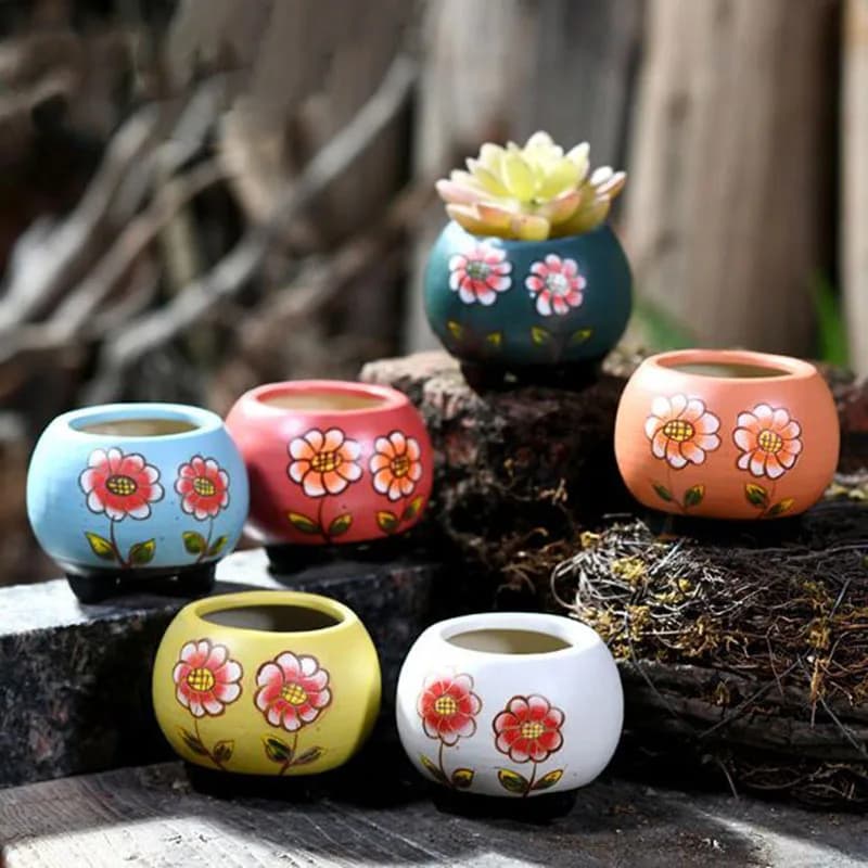 6 pieces/set hand painted china flower pattern oily plants bonsai flower gardening art home decorations