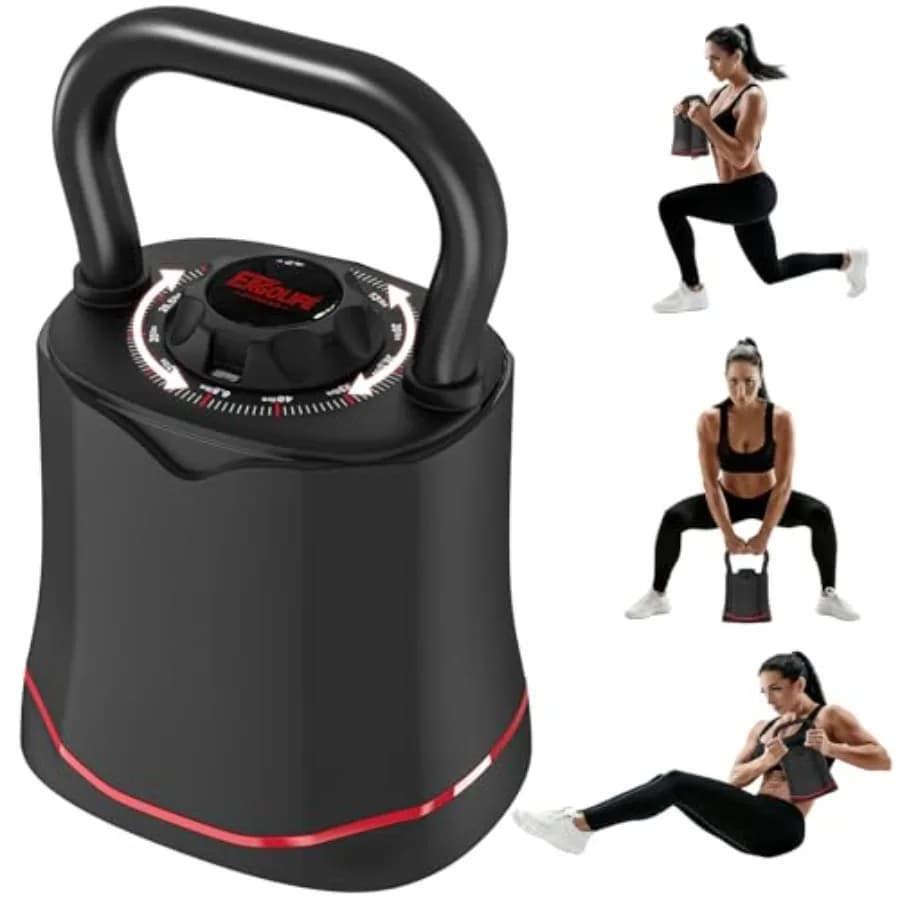 40LB Adjustable Kettlebell Set, 6-in-1 Quick Weight Change, Space-Saving Weight Set for Home Gym Strength Training for Men and Women (Black)