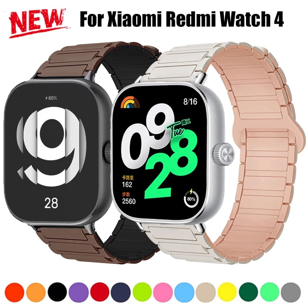 Magnetic Bracelet For Redmi Watch 4 Strap Silicone Bands For Xiaomi Mi Band 8 9 pro Watchband Replaceable Accessories Correa