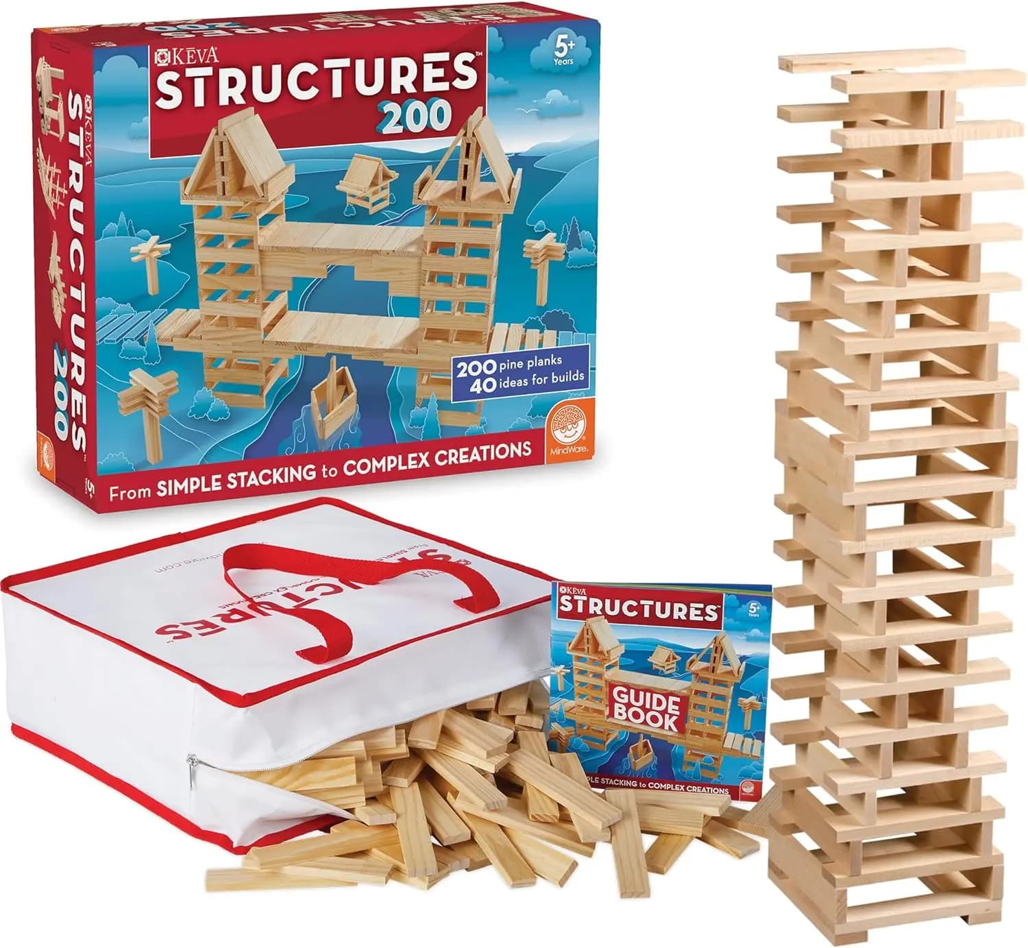 Strutture 600 tavole - Kit di costruzione 3D a forma libera per bambini - Crea le tue disegni di architettura con semplici blocchi di legno