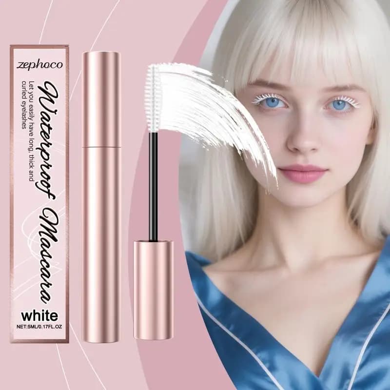 White Volumizing Mascara Long-Term Raincoat Anti-Slips Natural Effect for Large Eyes, Brown Eyes, Cosmetic Instrument 5ml