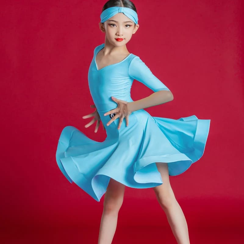 Abito da ballo latino per bambini personalizzato con regole, abito da competizione per ragazze, gonna da ballo standard internazionale professionale, 3 pezzi