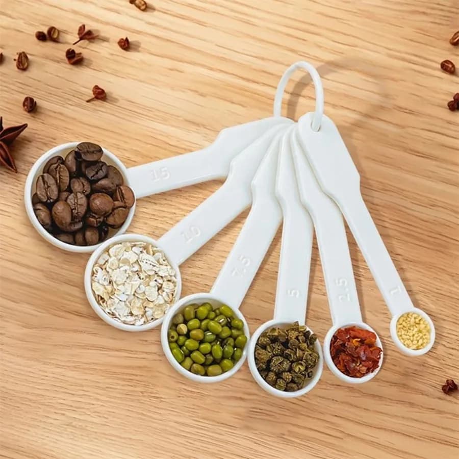 6pcs/set Nestable Plastic Measuring Spoon Set Multifunctional Coffee Bean Salt Seasoning Measure Spoon For Baking&Cooking Tools