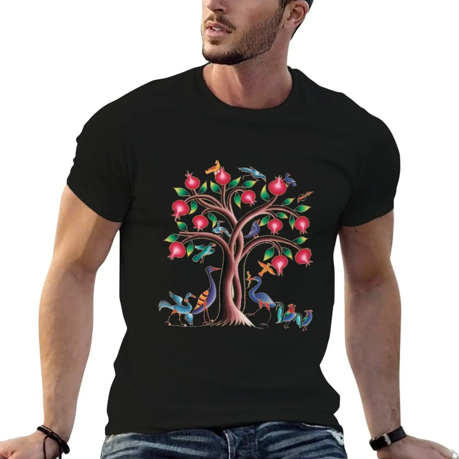 Pomegranate Tree. The Foundation of Life T-Shirt Big Size Loose Fit Tee Shirt