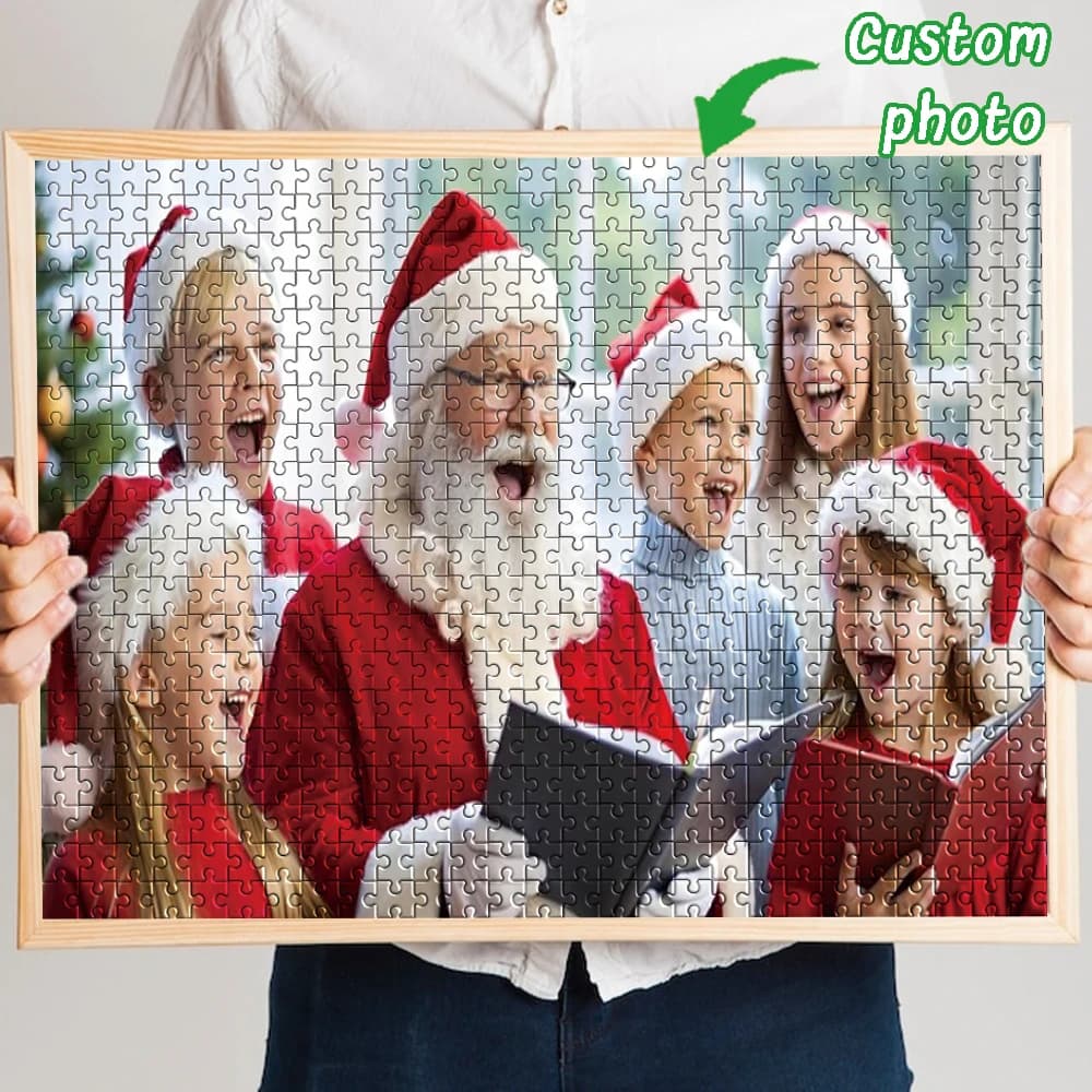 Puzzle Fotografico Personalizzato in Legno 35/300/500/1000 Pezzi, Decorazione Primaverile per la Casa, Regalo Fotografico Personalizzato per Rafforzare il Legame Familiare e Ricordi