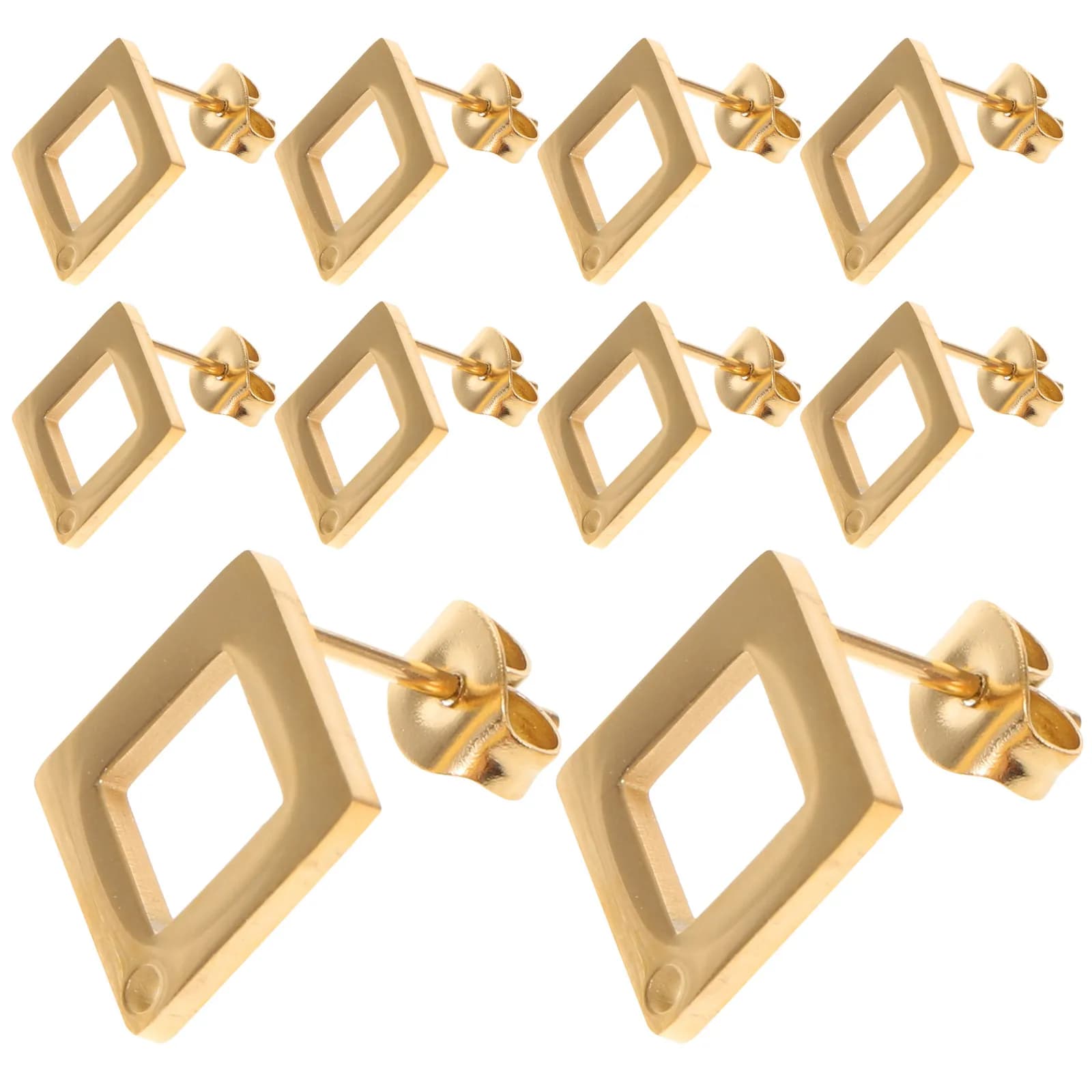 5 Paia di Orecchini a Perno Quadrati in Acciaio Inossidabile con Chiusura, Accessori Geometrici per Creazione Gioielli Fai da Te, Forniture Artigianali, Perni per Orecchini