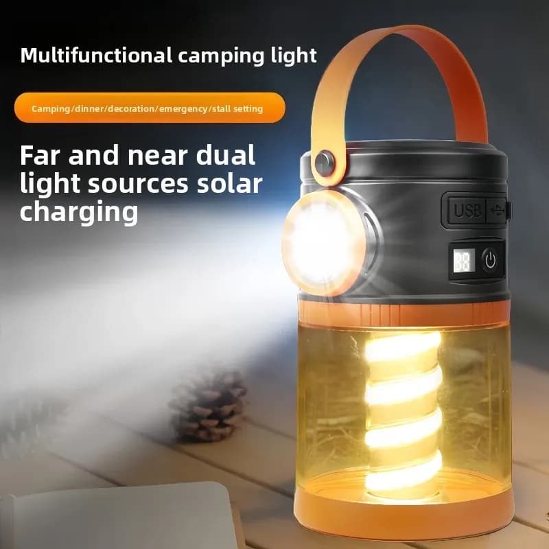 Solar Lanterns for Camping Tents Solar and USB Rechargeable Camping Atmospheric Lamp for Outdoor Tents