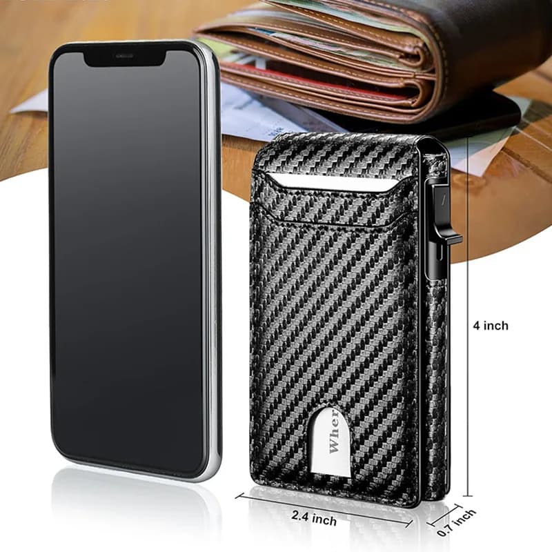 Portafoglio Flip Portafoglio multifunzione da uomo antifurto RFID leggero e portatile in microfibra di carbonio