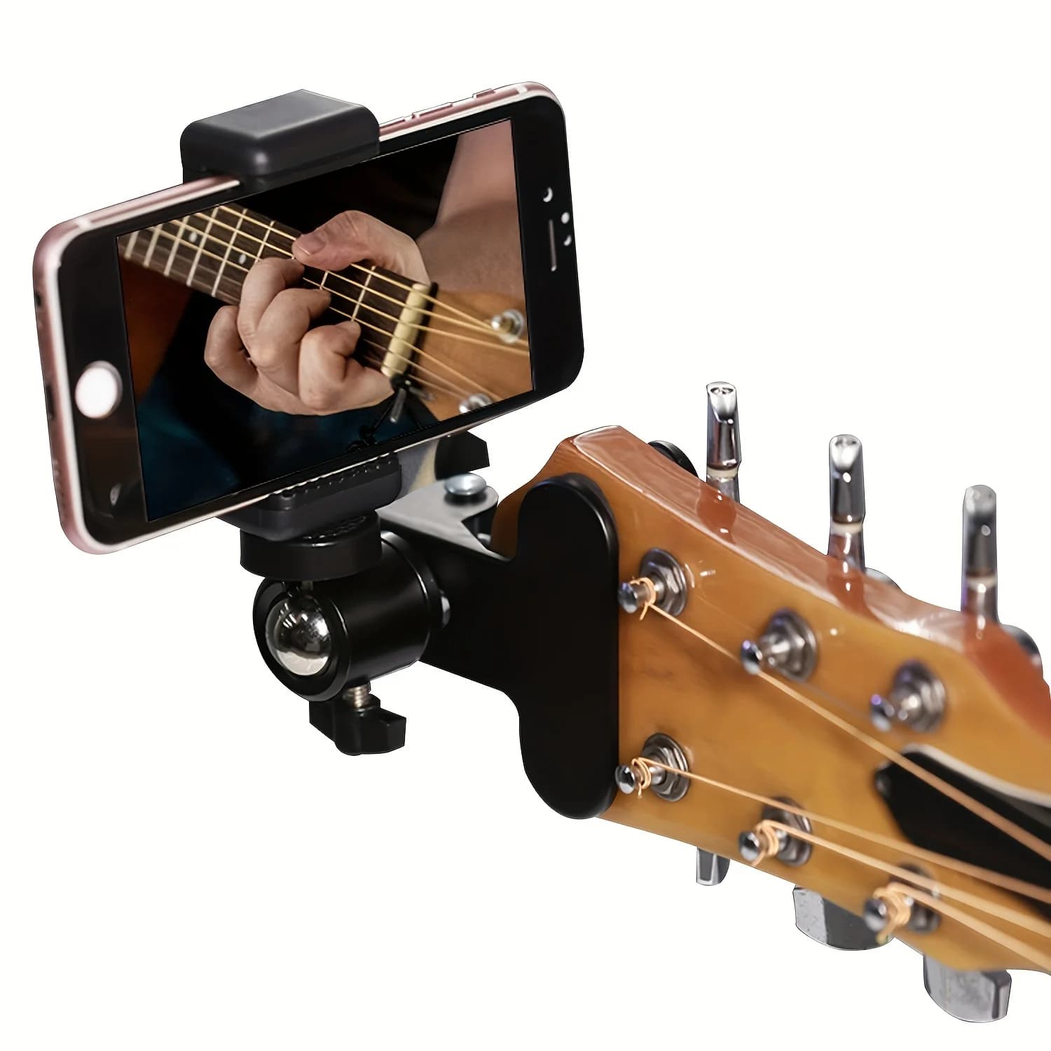 Supporto per cuffie per chitarra regolabile, materiale ABS, rotazione a 360 gradi, supporto per telefono cellulare per streaming live, registrazione musicale