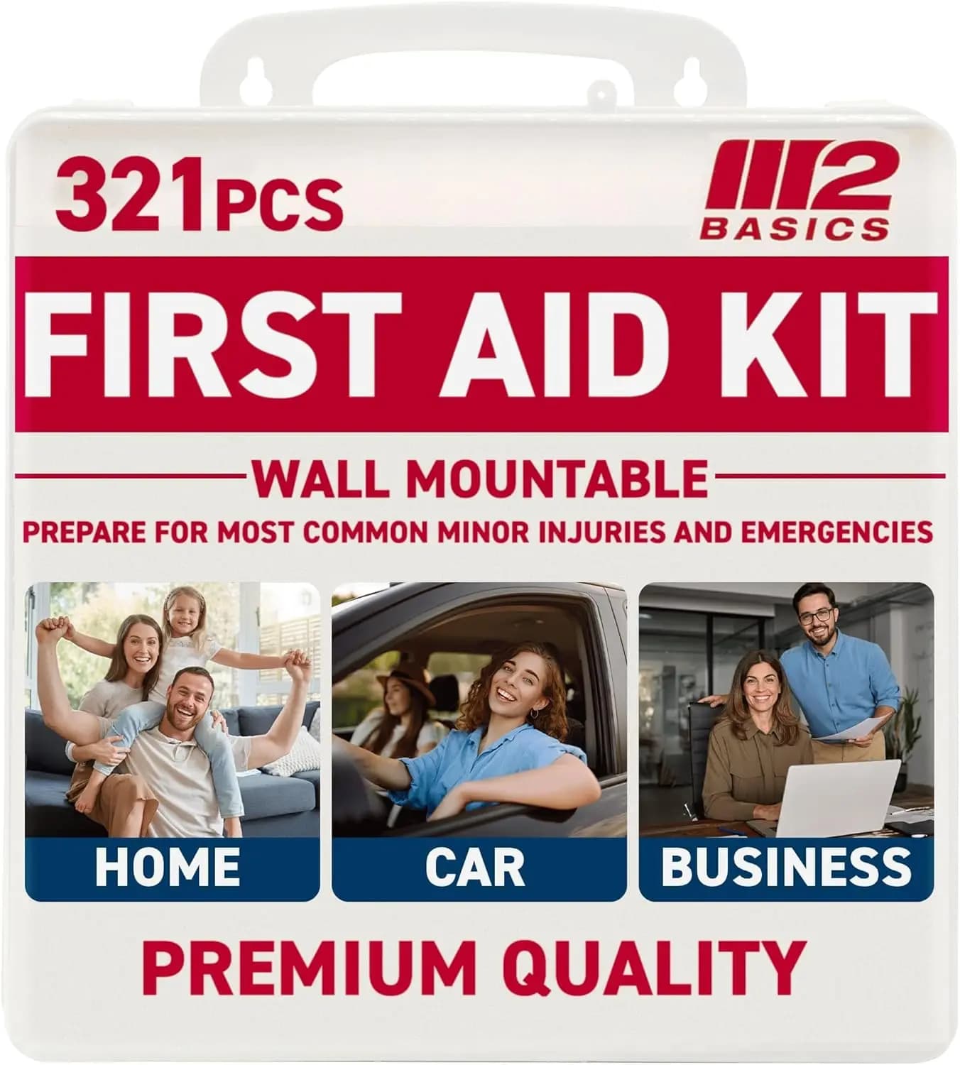 Kit di Pronto Soccorso Multiuso da 321 Pezzi con Valigetta Rigida per Casa, Auto, Ufficio e Preparazione alle Emergenze all'Aperto