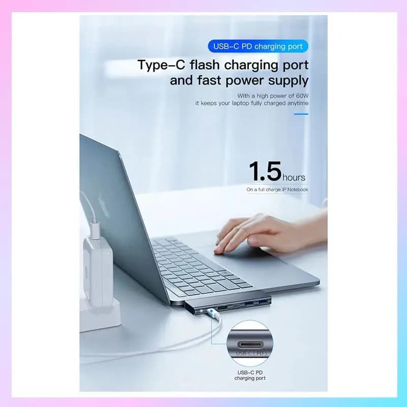 AB25-Tebe Hub 7 in 1 tipo C da USB -C a 4K -Compatibile con USB 3.0 SD/TF PD Splitter di ricarica rapida Docking station USB C