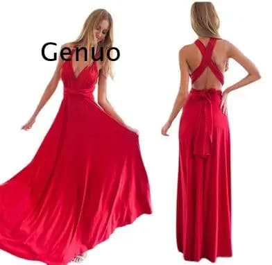 2026 New Womens Multi Way Wrap Maxi Dress V Neck Backless Tie Waist Flowy Long Dress for Evening Party Wedding