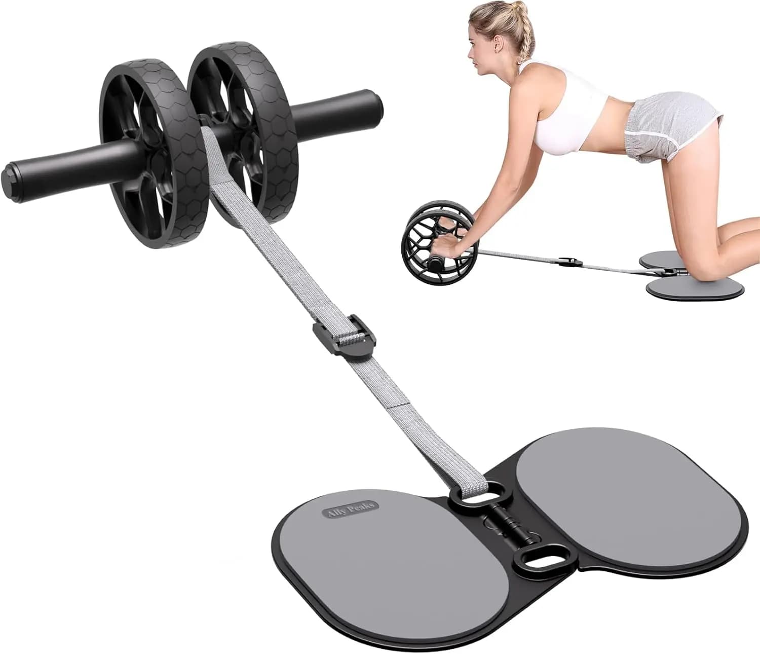 Ab Roller Wheel with Adjustable Resistance, Automatic Rebound Core Workout Equipment for Beginners & All Levels, Detachable Strength Training with Knee Pad