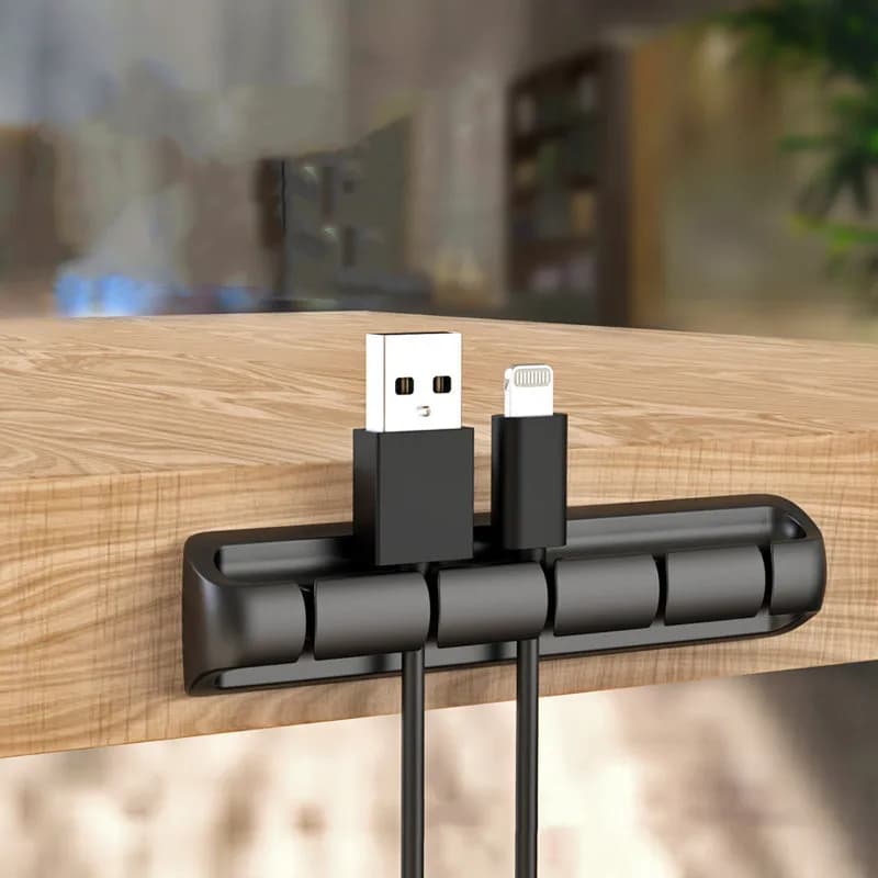 Organizzatore di cavi a 7 porte, supporto per cavi, avvolgicavo USB flessibile, clip in silicone per mouse, tastiera, protezione per auricolari