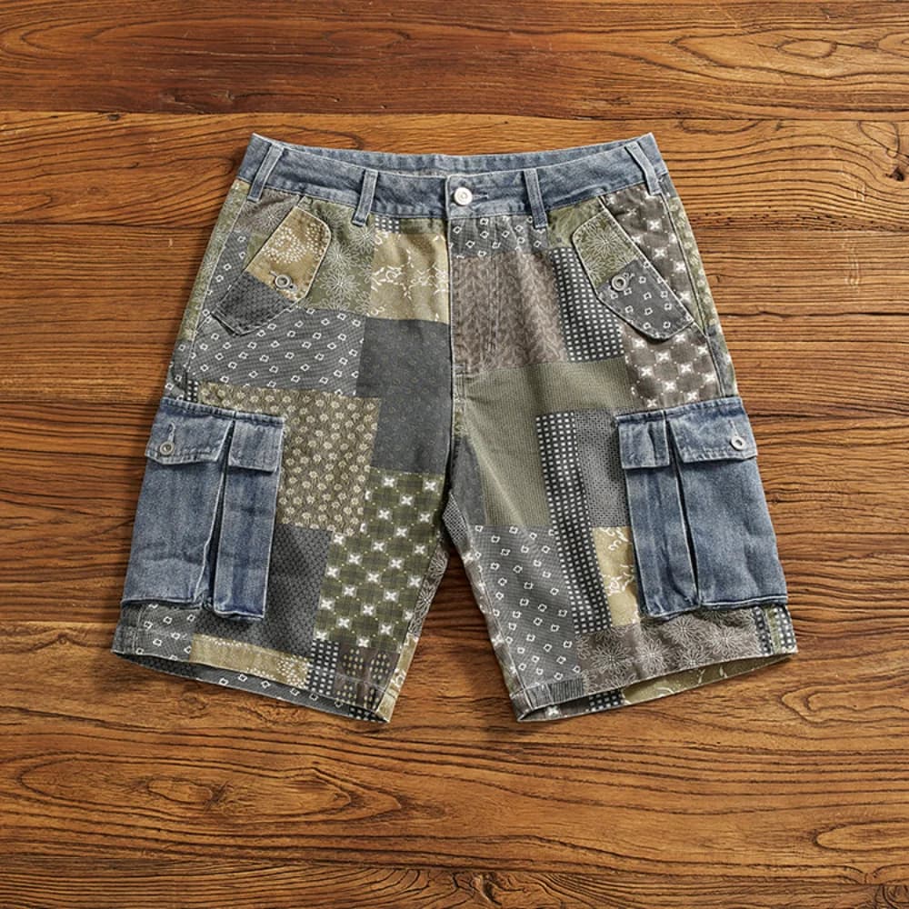 Eleganti pantaloncini cargo in denim da uomo estivi larghi per il vecchio lavaggio pantaloni casual di media lunghezza pantaloni da cinque quarti