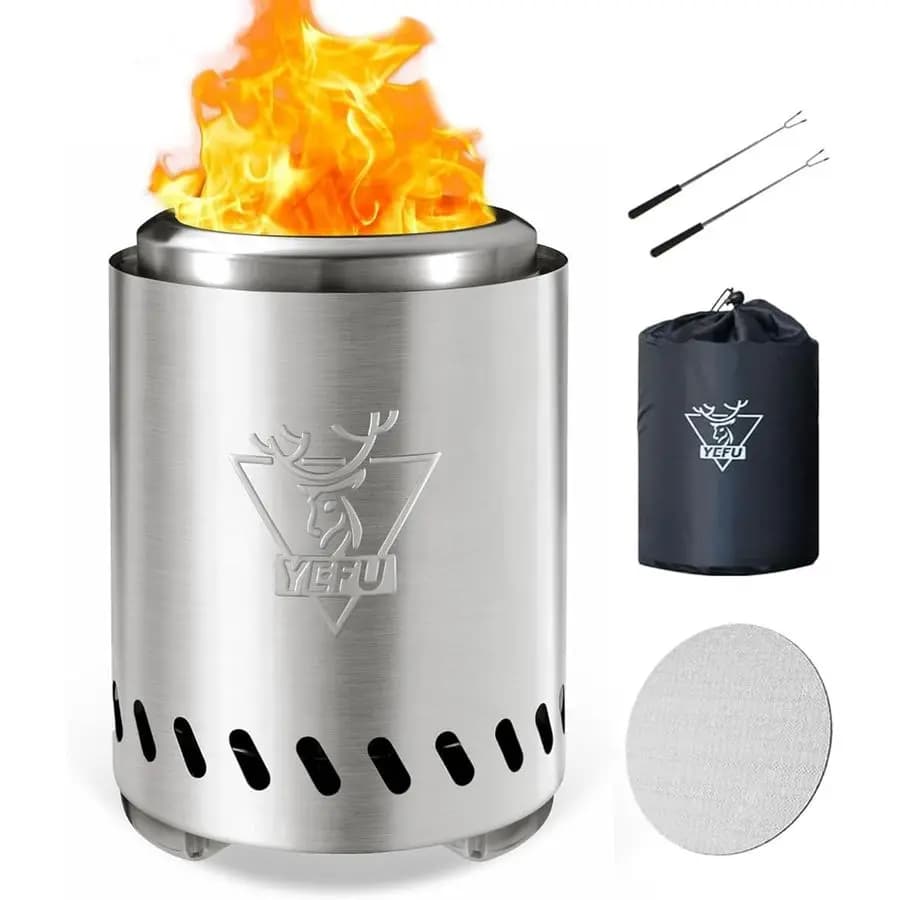 Braciere da Tavolo 9.7 x 7.1 Pollici, Stufa da Campeggio a Basso Fumo per Patio Esterno, Alimentato a Pellet o Legna, Bruciatore da Tavolo Sicuro