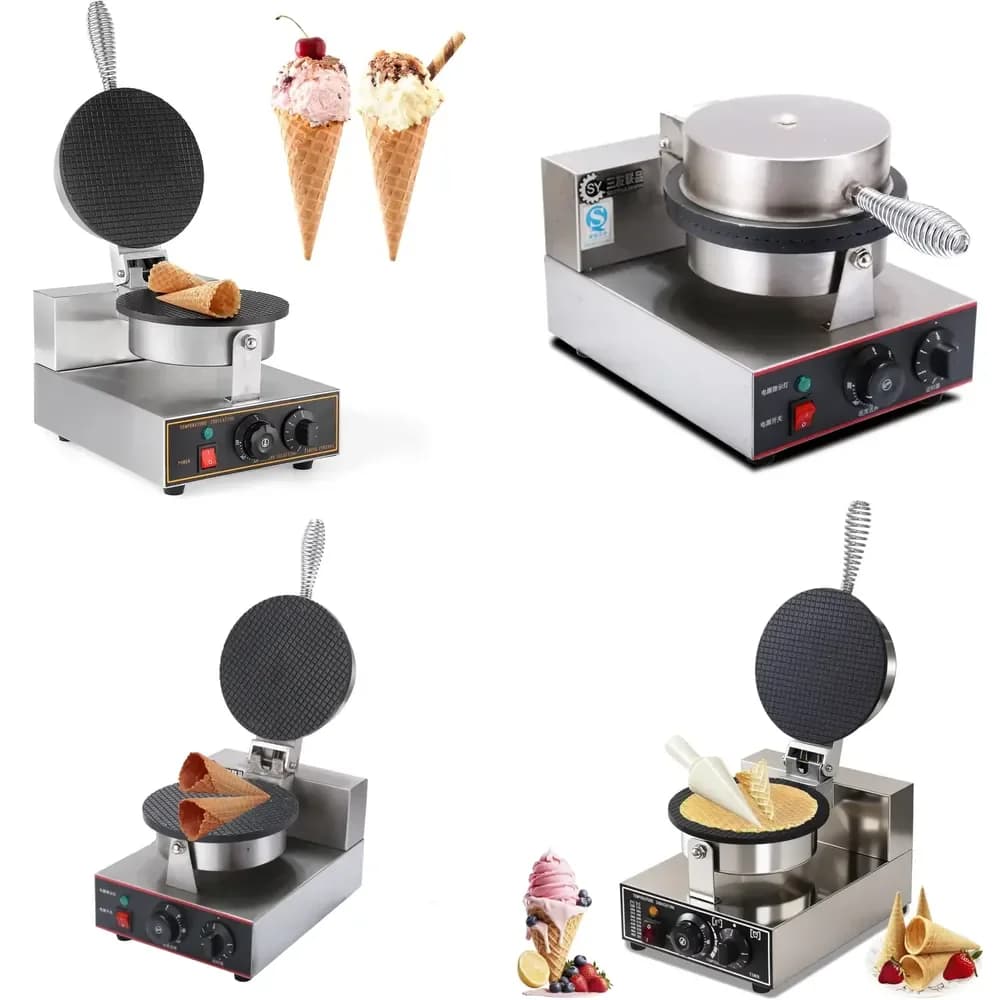 Macchina per coni gelato commerciale in acciaio inox 220V, antiaderente, per waffle e coni, in offerta speciale