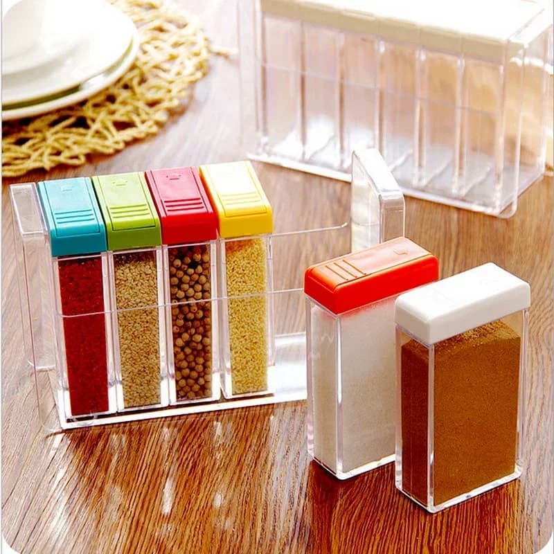 Set di barattoli di spezie trasparenti bottiglia di condimento per sale e pepe coperchio colorato contenitore per ampolla per condimenti da cucina portaspezie