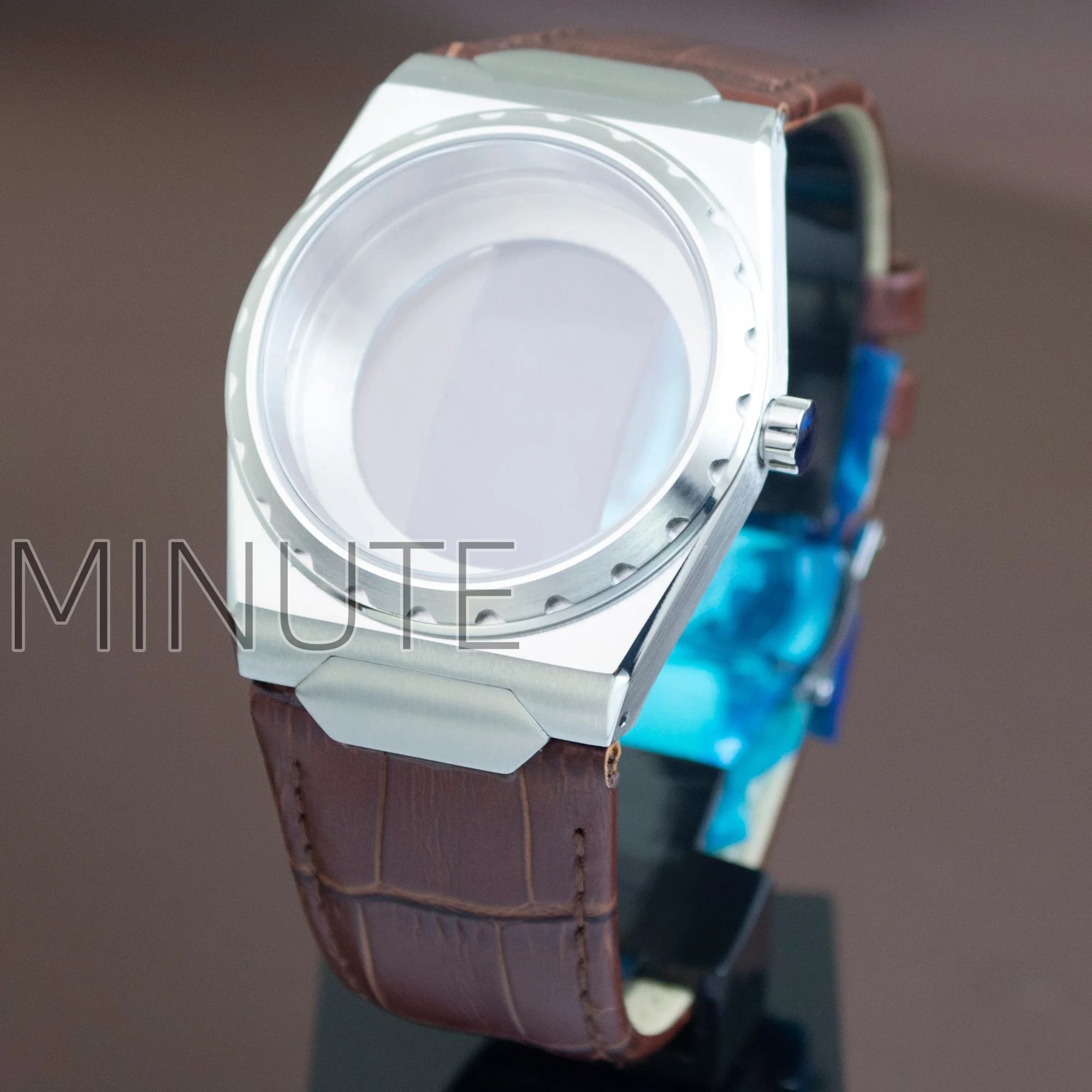 NH35 Custodia con cinturino in vera pelle Bracciale in vetro zaffiro Cassa per orologio in acciaio inossidabile per NH36 NH35 Movimento VC222 Parti della cassa da uomo