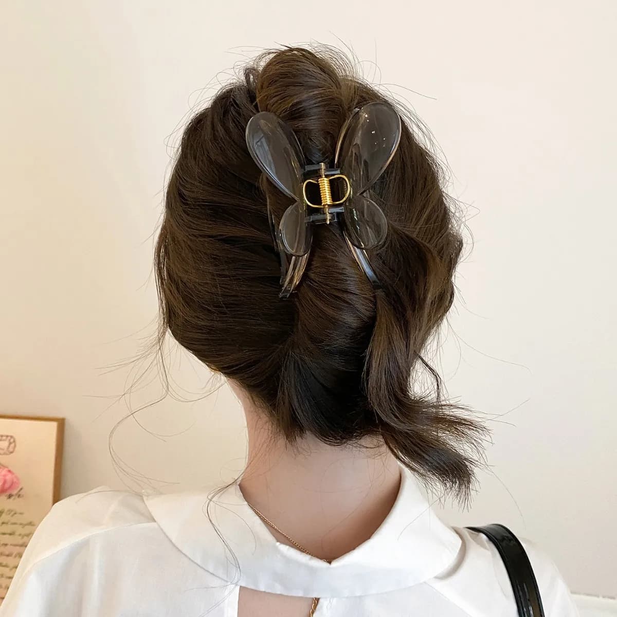 1pc 2026 New Korean French Butterfly Hair Claw Large Back of Head Shark Clip for Women Summer Bun Maker