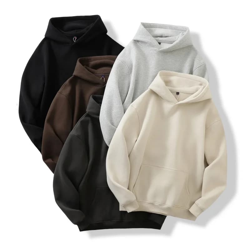 Men's Loose Fit Thiened Fce Hoodie Self-Heating Winter Warm Windproof Color Casual Sweatirt Polyester Cotton Blend
