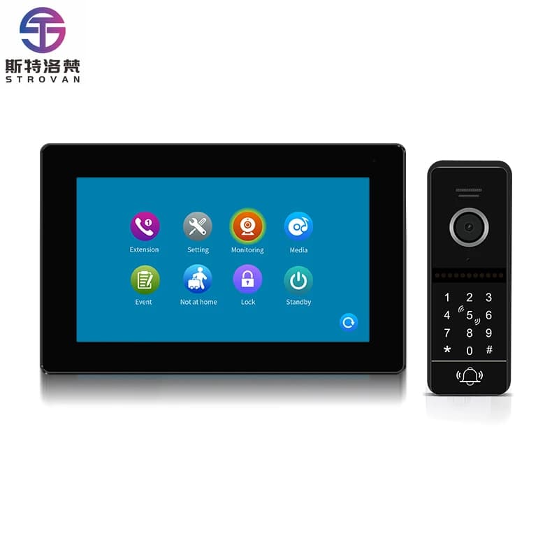 Videocitofono per villa con videocitofono FHD 1080P con campanello in metallo a 4 fili supporta la scheda SD Max.128g