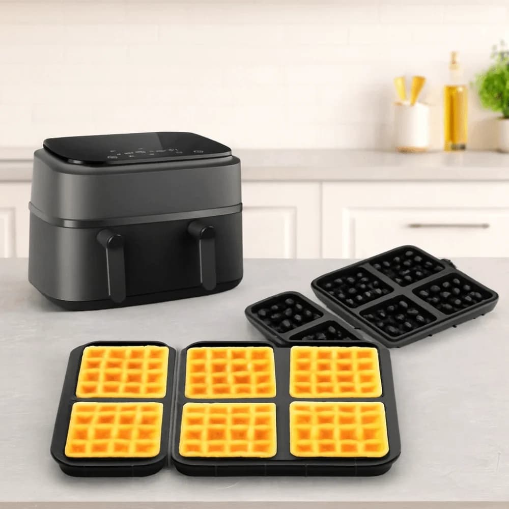 Stampo per Waffle in Silicone a 2 Pezzi Resistente al Calore Antiaderente Quadrato/Rettangolare per Friggitrice ad Aria e Forno