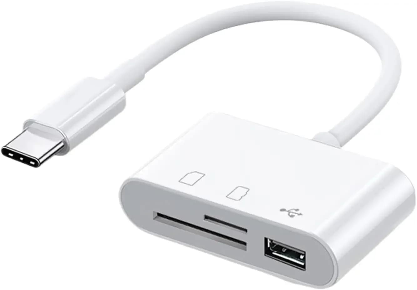 Lettore di schede SD USB C, USB C per iPhone 15 16/iPad/Mac/Laptop, lettore di schede SD 3 in 1 con doppio slot e porta USB per Mac MacBook Pro