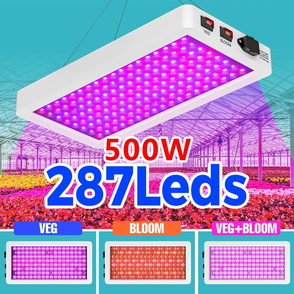 LED Cultivation Lamp 500W, Complete 220V/110V Spectro for Serra, Semi, Fiori e Crescita di Piante Idroponiche