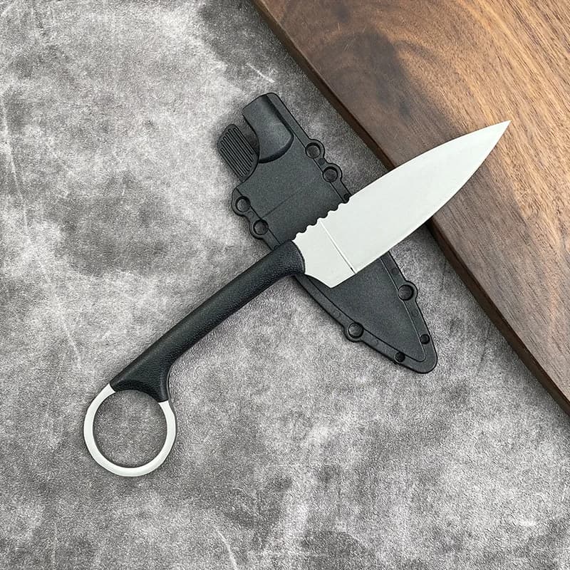 Coltello a lama fissa dritta 20AZ 8Cr13Mov Lama Manico in fibra di nylon Punto di caduta Comodo coltello affilato Utensile da cucina per taglio sottile