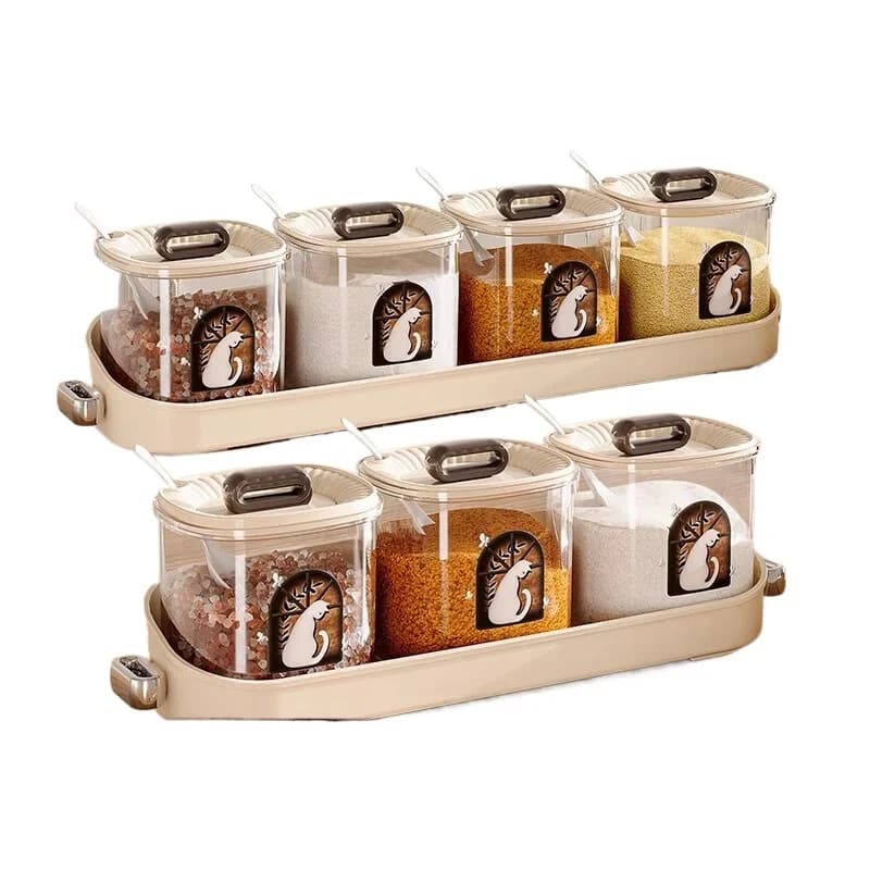 Set di barattoli di spezie multifunzionali per la conservazione dei condimenti domestici da cucina con coperchio