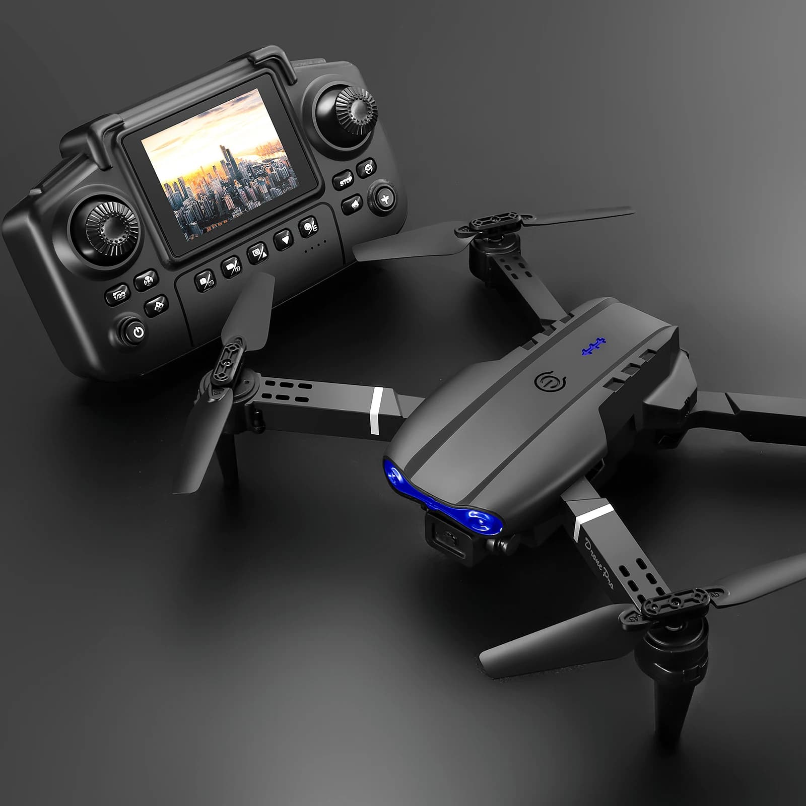 Nuovo Drone RC E88 E99 Pro Max 2026 con Telecomando con Schermo, Flusso Ottico e Mantenimento dell'Altitudine, Luci LED, Bracci Pieghevoli, Regalo
