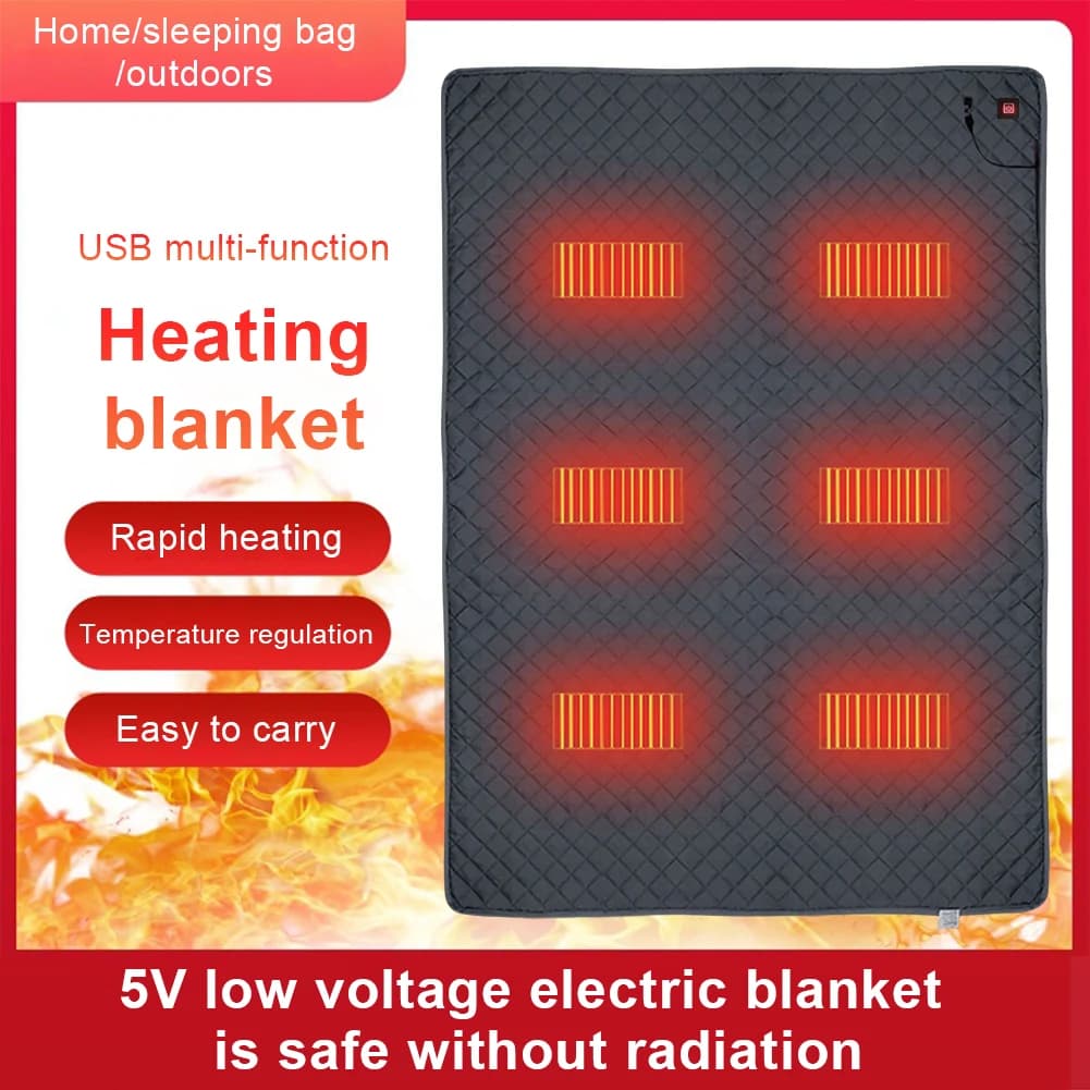 Camping Heated Cushion Sleeping Pad Cold Resistant Electric Heated Blanket USB Powered Electric Heating Pad for Outdoor Travel
