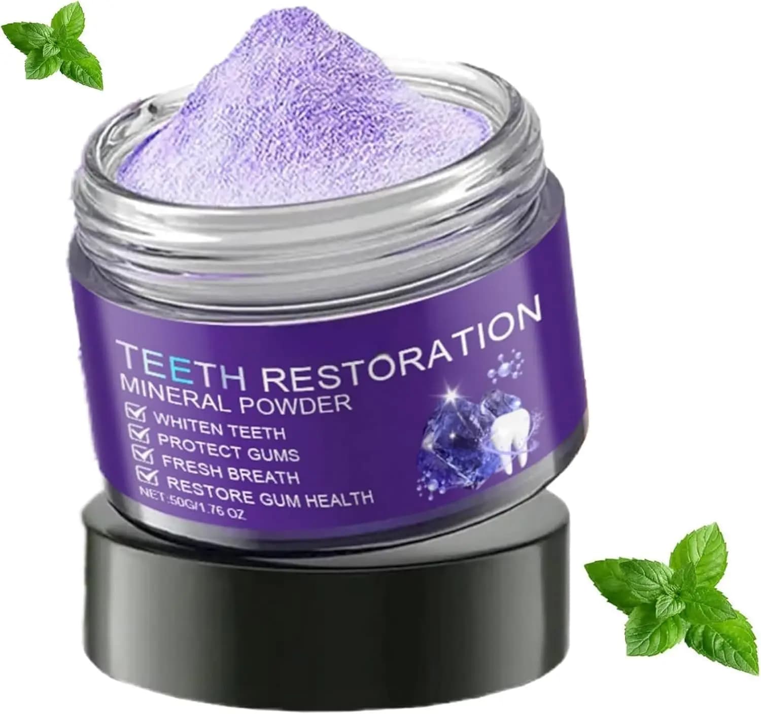 Safe enamelled powder Strengthens toothpaste Whitening powder Purple brightening teeth and gums Tooth repair Mineral powder
