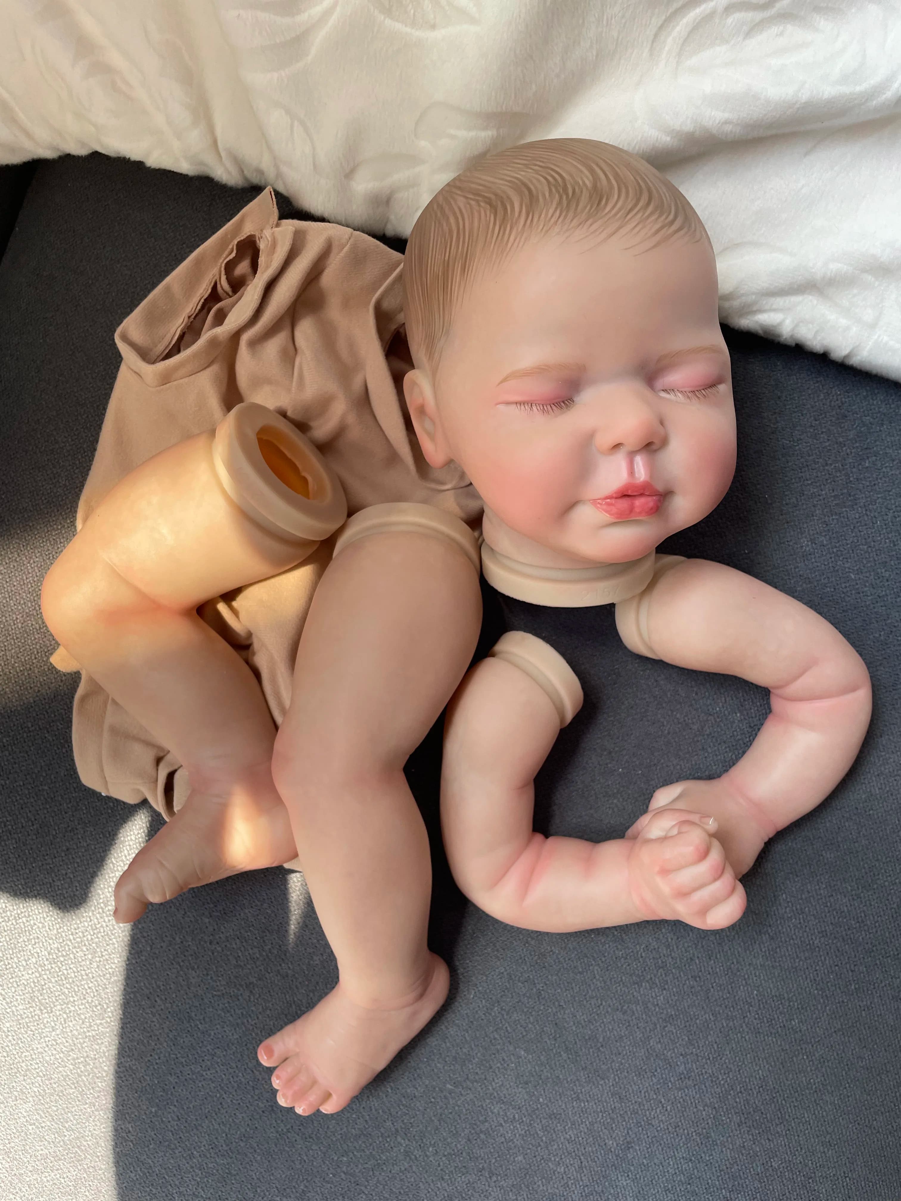 NPK 20 '' Kit already painted Valentina Reborn Baby Doll with fabric body Painted leather in 3D Many details Vene Kit Bebe Reborn