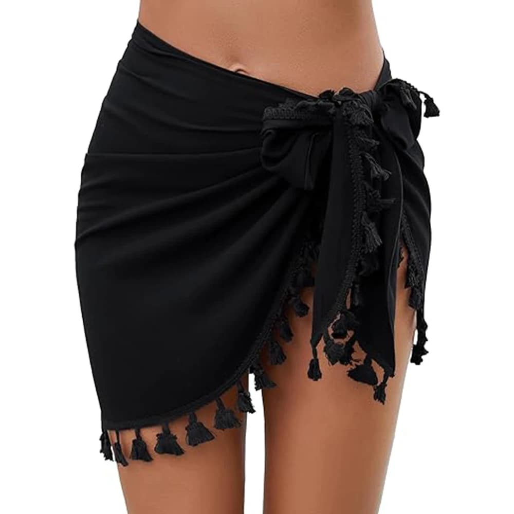 Copricostumi pareo da donna Costume da bagno corto sexy Gonna avvolgente in chiffon Copricostume da spiaggia con costumi da bagno con nappe