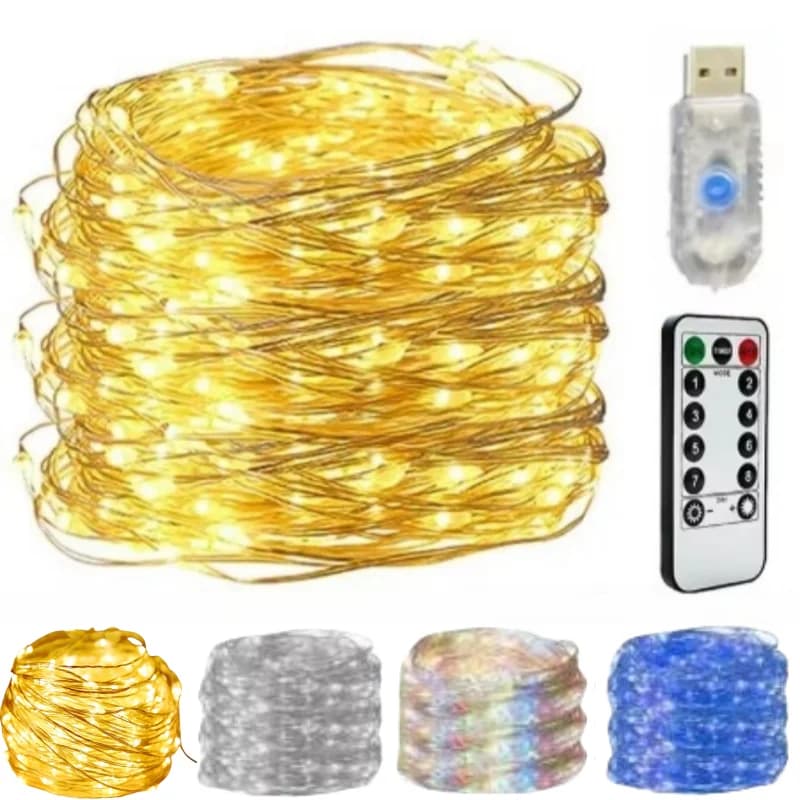 2/5/10/20/30M USB Fairy String Lights LED Track Lights With 8 Mode of Remote Control Lighting For Bedroom Christmas Decorations