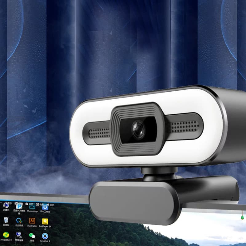 Nuova Webcam 4K Autofocus Webcam HD con luce di riempimento Webcam per Laptop girevole fotocamera per Computer PC con microfono per Video Youtube