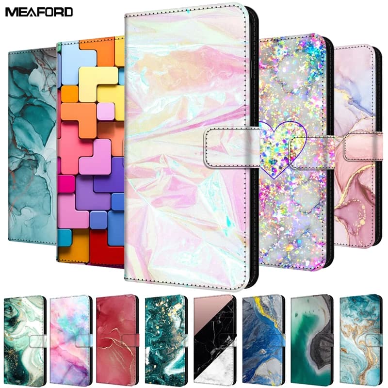 Flip Cover in pelle per Poco X6 Pro / PocoX6 custodia Poco M6Pro 4G portafoglio in marmo Cover magnetica per telefono per Xiaomi Poco M6 4G Bag