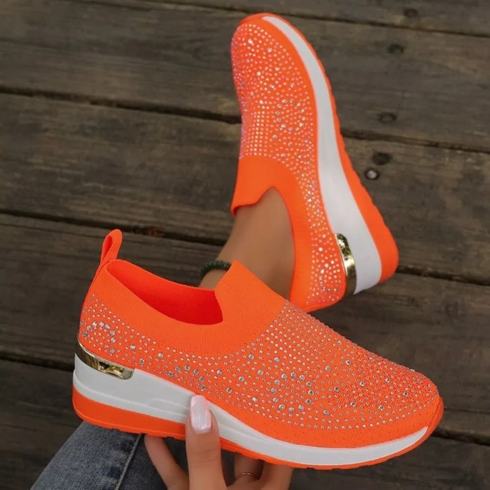 Scarpe da ginnastica con zeppa da donna con plateau Moda autunnale Punta tonda Scarpe sportive casual Slip-on Scarpe vulcanizzate antiscivolo da donna Taglie forti 44