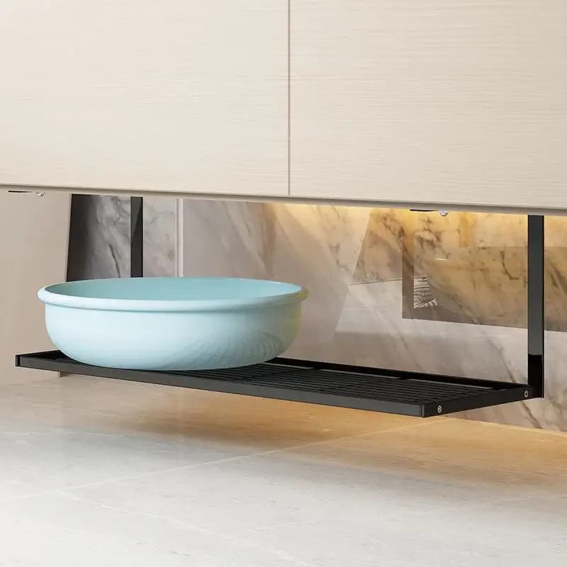 Bathroom Sink Storage Rack Hanging under Cabinet Dishwasher Free Standing Toilet Paper Holder Desk Organizer DIY No Drilling