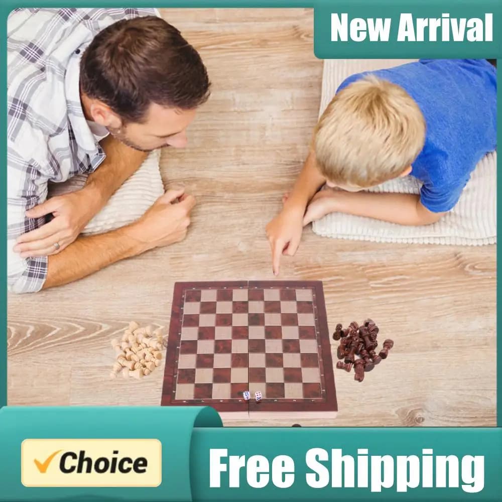 Scacchiera Pieghevole in Legno 29x29cm Non Tossica per lo Sviluppo del Pensiero Strategico, Set di Scacchi in Legno, Miglior Regalo, Gioco da Tavolo per Bambini e Adulti