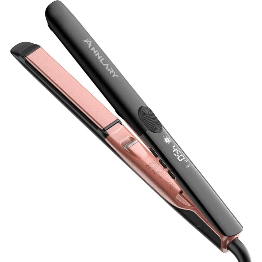 Piastra per Capelli 2 in 1 da 1 Pollice, Lisciante e Arricciacapelli, in Titanio Ceramico Ionico, Doppio Voltaggio, con Silicone Resistente al Calore