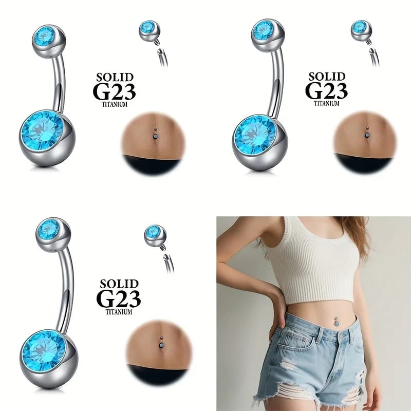 Anelli per Ombelico e Sopracciglia in Zirconia 3A Ipoallergenica per Donne - Gioielli Eleganti in Lega di Titanio, Versatili per Uso Quotidiano e Regalo Festivo