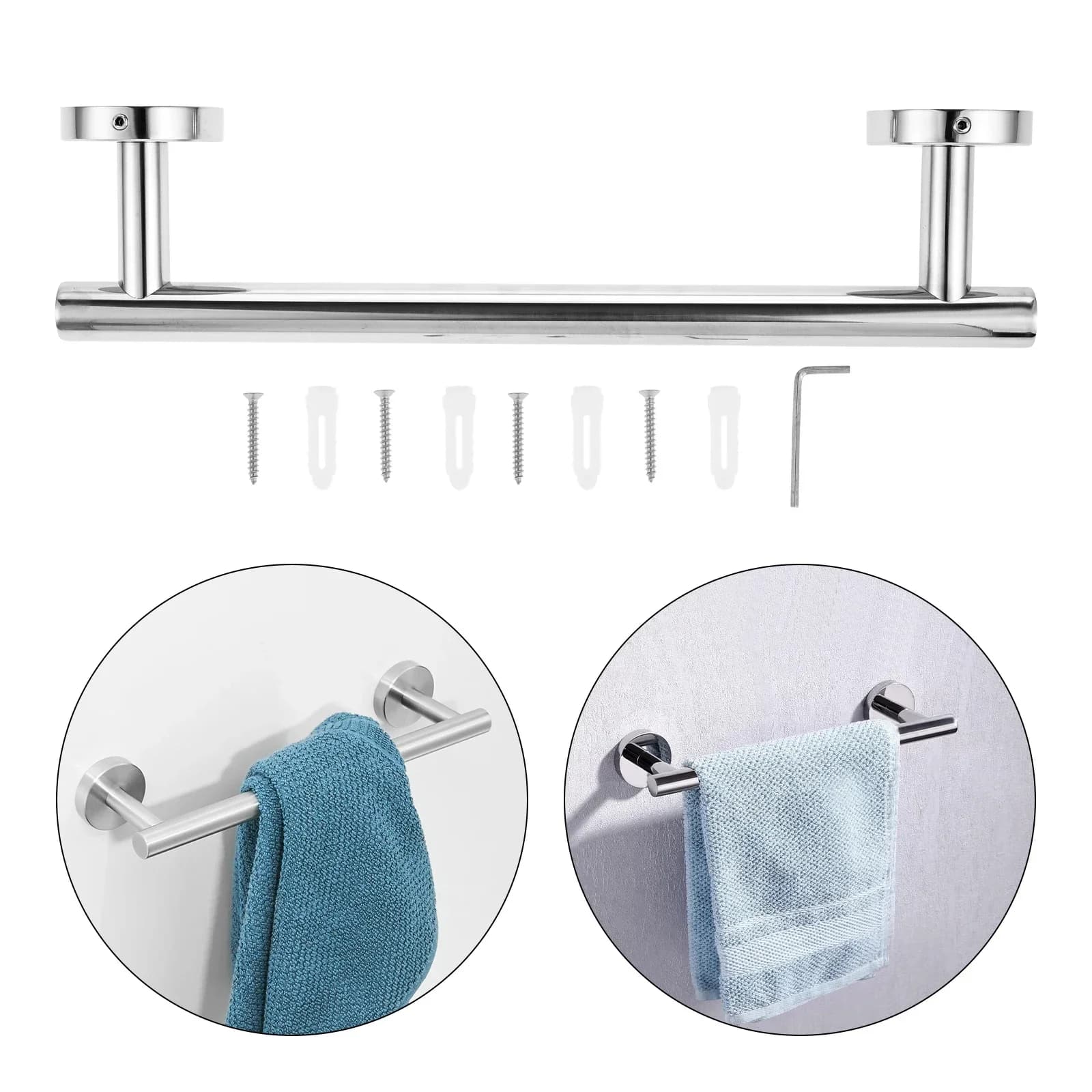1 Pz 30 cm/40 cm Portasciugamani Bar Singola Bar Asciugamani da doccia Asta Supporto In Acciaio Inox 304 Appendere Asciugamani Vestiti Accessori Toilette