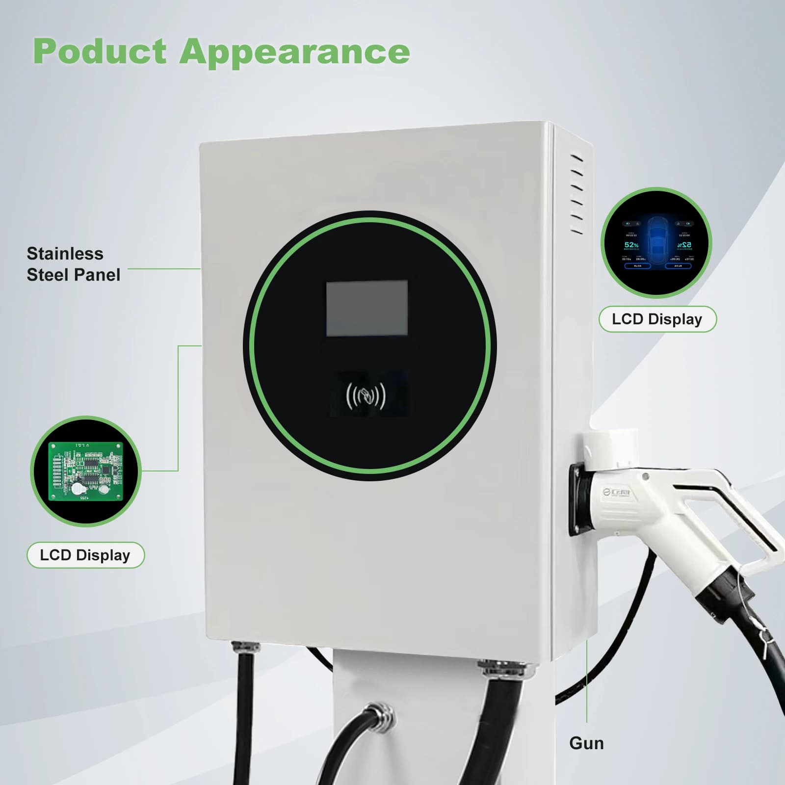 Dc Fast OCPP EV Charger 7kw 15kw 20kw 30kw Wallbox Electric Car Charger CE Certified Ev Electric Charging Station GBT Standard