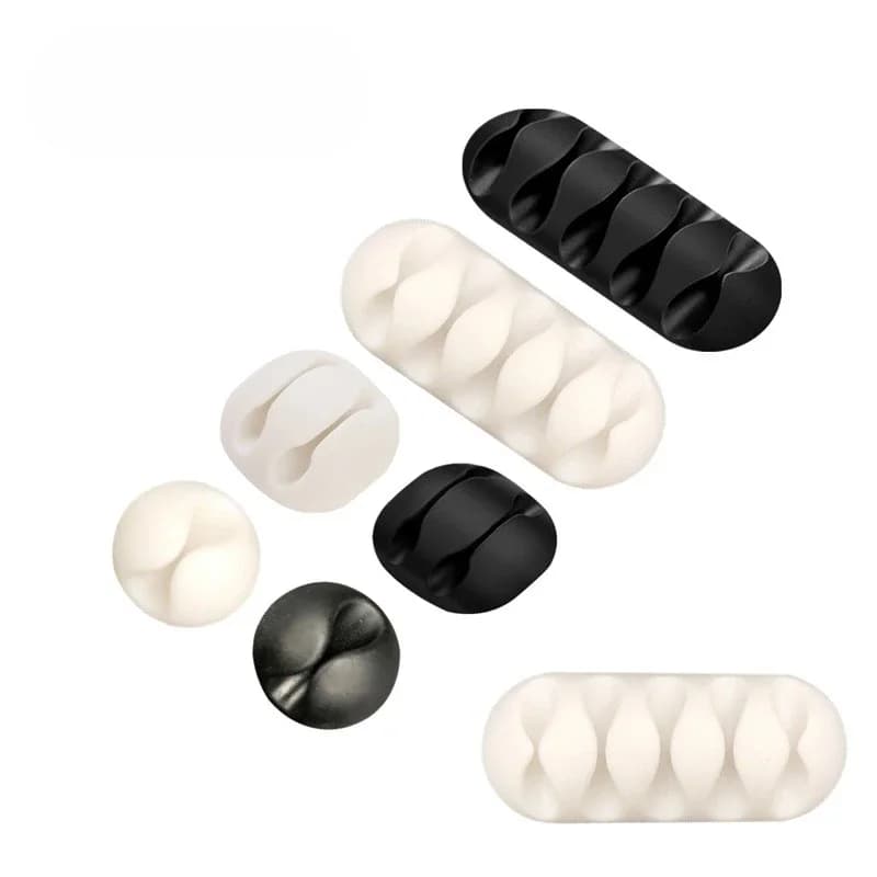 Supporto per clip per gestione ordinata da tavolo per avvolgitore per cavo USB in silicone per cavo per cuffie e mouse