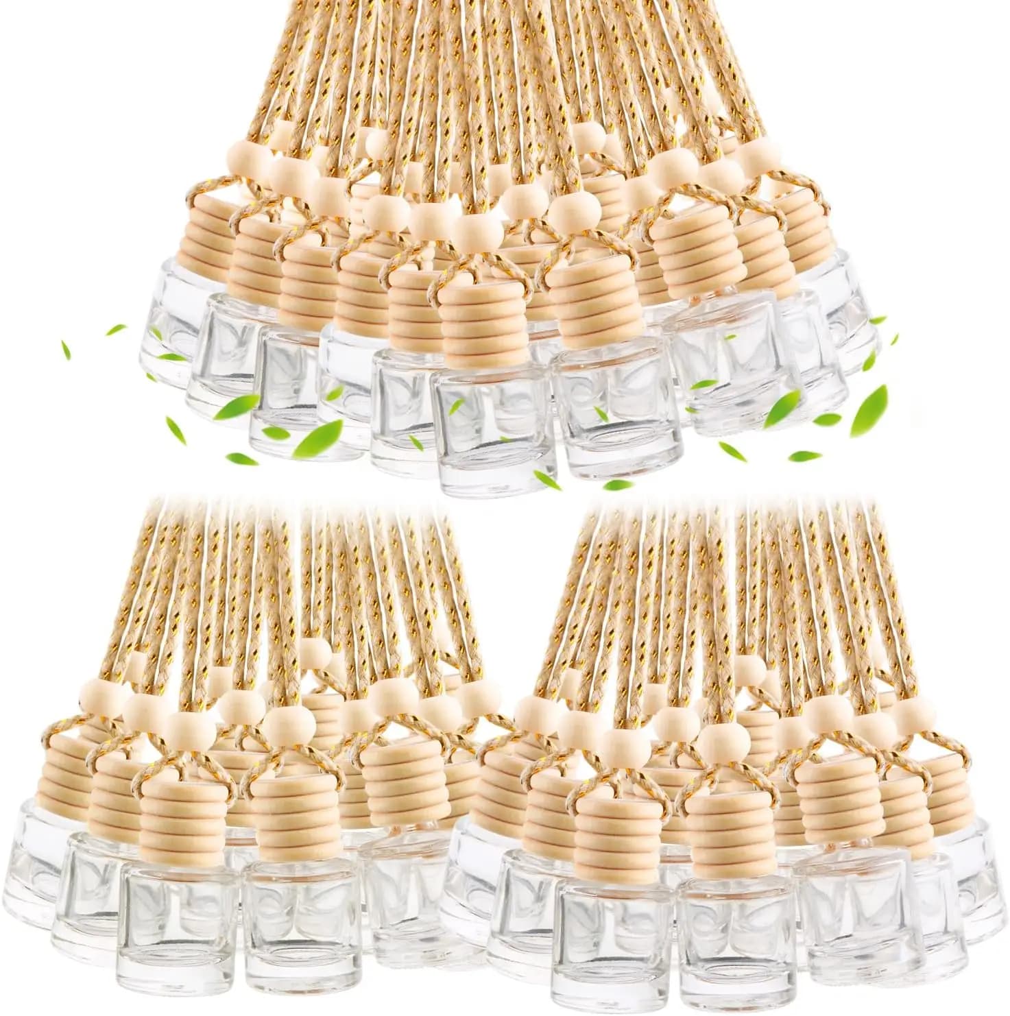 100 Pezzi di Bottiglie Diffusori per Oli Essenziali in Vetro da 8ml con Tappi in Legno e Cordino - Forma Cilindrica