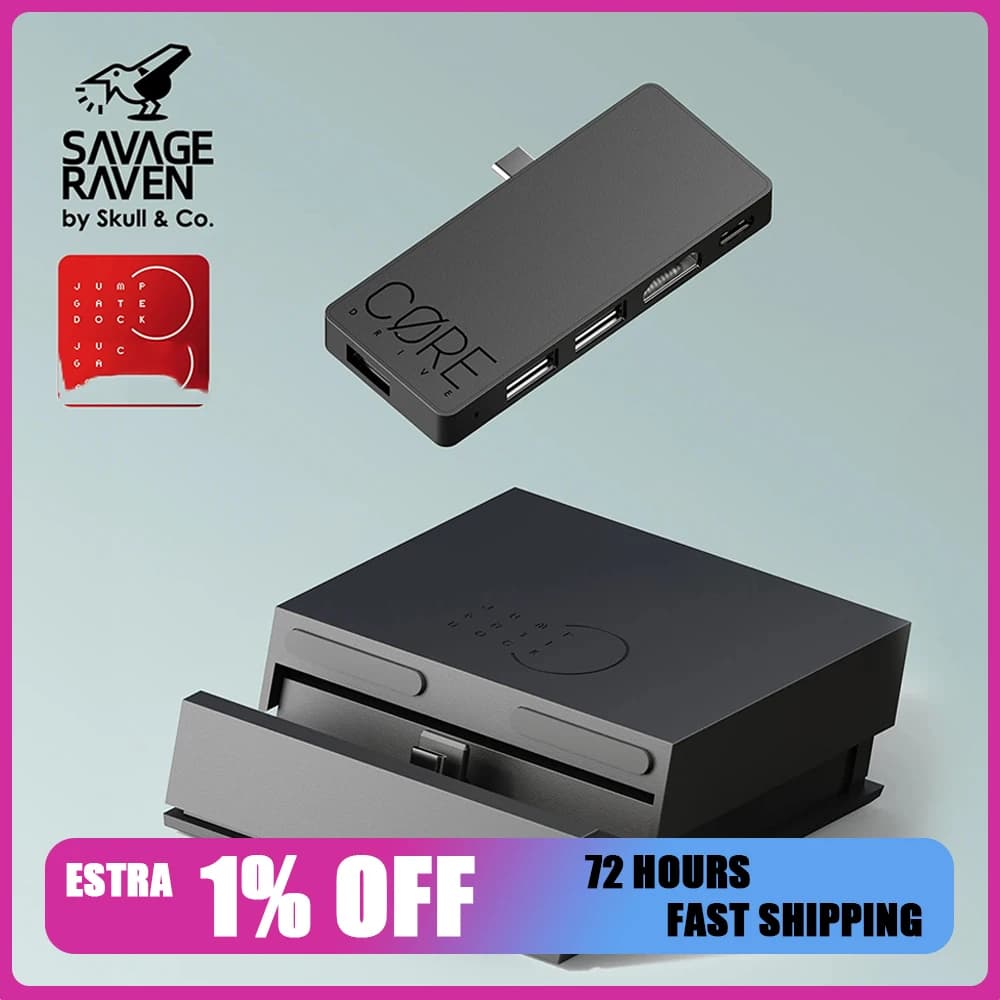 Savage Raven by Skull & Co. Jumpgate Dock USB C Hub Portable Stand Docking Station for Nintendo Switch 2 and OLED customize