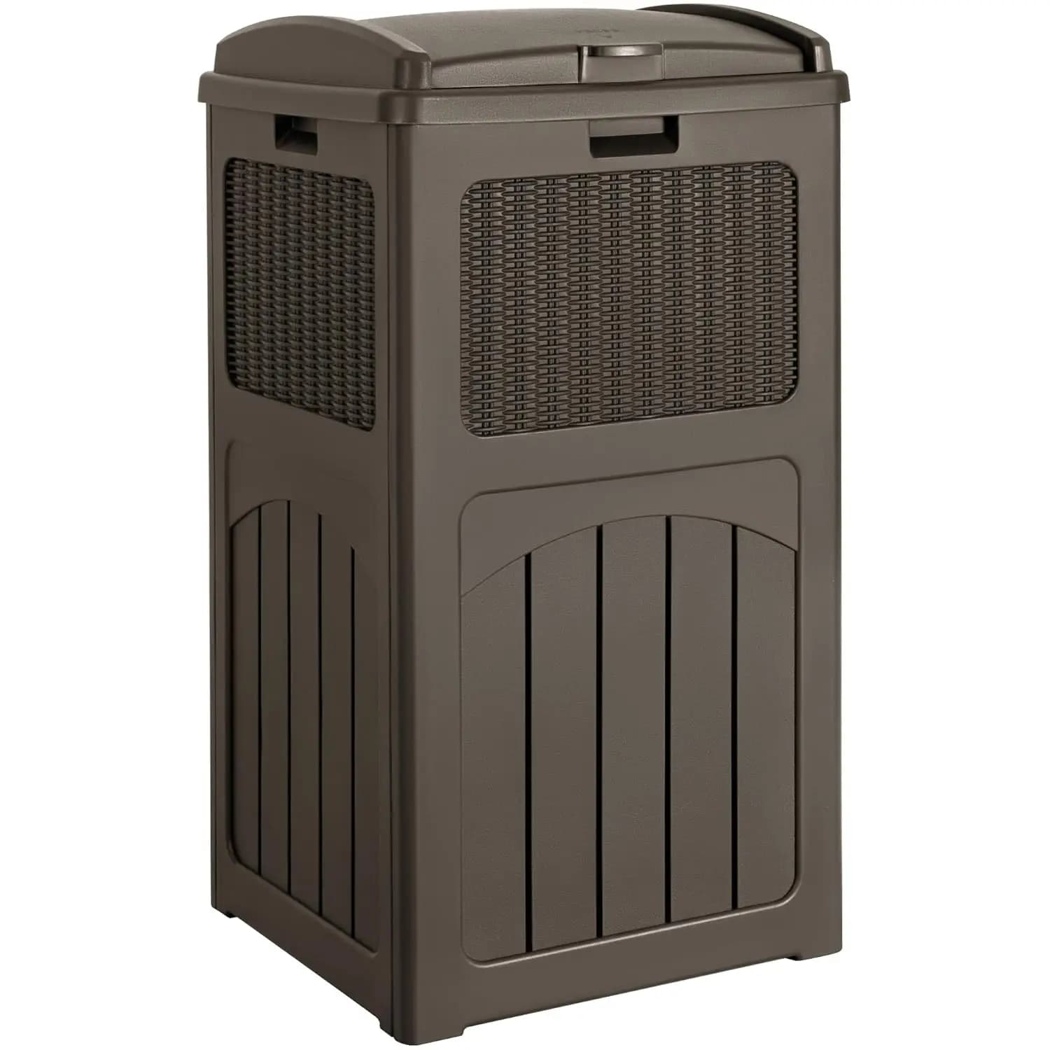 Bidone per Rifiuti da Esterno da 33 Galloni, Contenitore per Spazzatura con Coperchio a Gradini, Bidoni Impermeabili in Resina per Patio, Personalizzabile